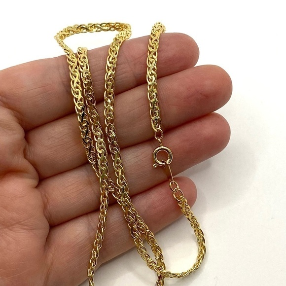 Necklace Gold Tone 19.5” Flat Decorative Chain - Picture 10 of 11